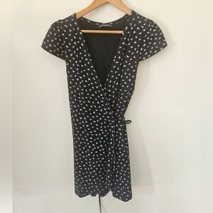 Brandy melville black and white floral wrap dress